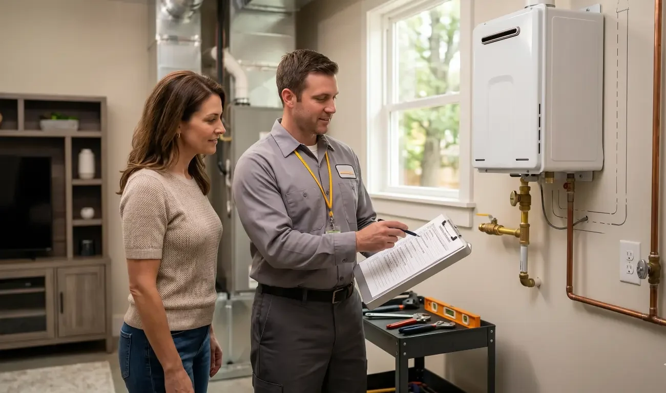 Use this tankless water heater readiness checklist to understand gas sizing, venting, water quality, service access, permits, and installation questions before upgrading.